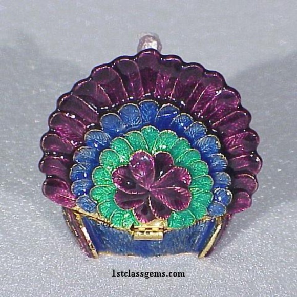 FINAL SALE PRICE NYCO International Cloisonne Turkey Box in Purple - Picture 3 of 4